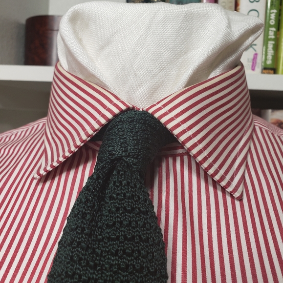 Men's T.M Lewin Striped Red Dress Shirt (17/34.5) - Picture 3 of 12